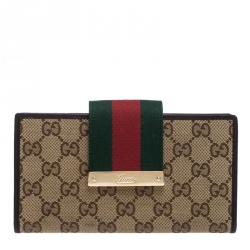 Gucci Beige/Brown GG Canvas Web Continental Wallet