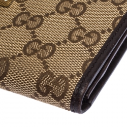 Gucci Beige/Brown GG Canvas Web Continental Wallet