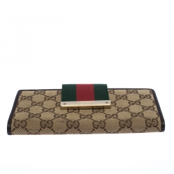 Gucci Beige/Brown GG Canvas Web Continental Wallet