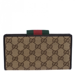 Gucci Beige/Brown GG Canvas Web Continental Wallet