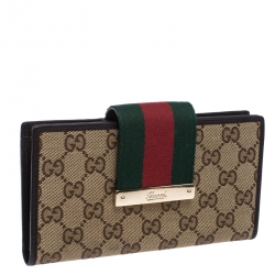 Gucci Beige/Brown GG Canvas Web Continental Wallet