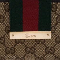 Gucci Beige/Brown GG Canvas Web Continental Wallet