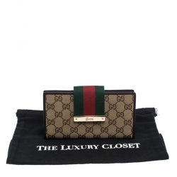 Gucci Beige/Brown GG Canvas Web Continental Wallet
