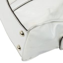 Pre Owned Gucci White Dialux 'Britt' Small Boston Bag