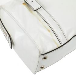 Pre Owned Gucci White Dialux 'Britt' Small Boston Bag