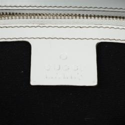 Pre Owned Gucci White Dialux 'Britt' Small Boston Bag