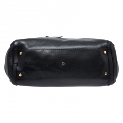 Pre Owned Gucci Black Leather Medium GG Running Tote