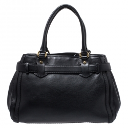 Pre Owned Gucci Black Leather Medium GG Running Tote