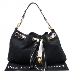 Pre Owned حقيبة غوتشي وشاح Positano كانفاس GG سوداء