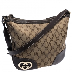 Pre Owned Gucci Beige/Ebony GG Canvas Lovely Crossbody Bag