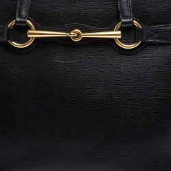 Pre Owned Gucci Black Leather Medium Bright Bit Tote