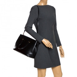 Pre Owned Gucci Black Leather Medium Bright Bit Tote