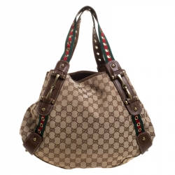 مملوكة مسبقًا Gucci Beige/Brown GG Canvas Medium Grommet Pelham Shoulder Bag