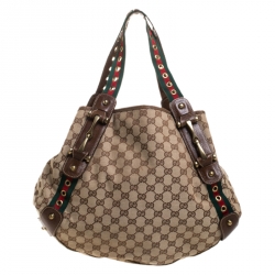 مملوكة مسبقًا Gucci Beige/Brown GG Canvas Medium Grommet Pelham Shoulder Bag