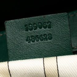Pre Owned Gucci Beige/Green Canvas and Leather Peggy Bamboo Top Handle Bag