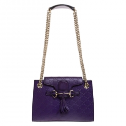 مملوكة مسبقًا Gucci Purple Guccissima Leather Small Emily Chain Shoulder Bag