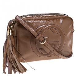 Pre Owned حقيبة كتف غوتش ديسكو سوهو صغيرة جلد لامع بيج