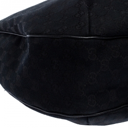 مملوكة مسبقًا Gucci Black GG Canvas and Leather Large New Ladies Web Hobo