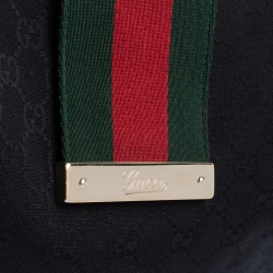 مملوكة مسبقًا Gucci Black GG Canvas and Leather Large New Ladies Web Hobo