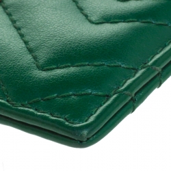 Gucci Green Leather GG Marmont Card Holder