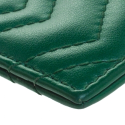 Gucci Green Leather GG Marmont Card Holder