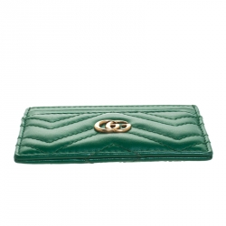 Gucci Green Leather GG Marmont Card Holder