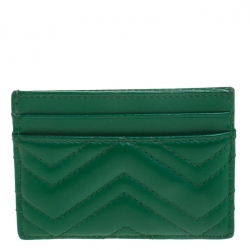 Gucci Green Leather GG Marmont Card Holder