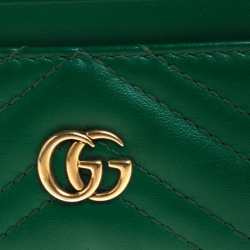 Gucci Green Leather GG Marmont Card Holder