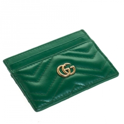Gucci Green Leather GG Marmont Card Holder