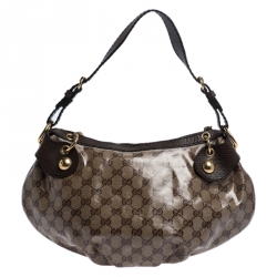 Pre Owned حقيبة غوتشي Babouska Heart كانفاس مقوى كريستال GG بنية