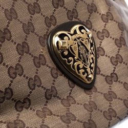 Pre Owned حقيبة غوتشي Babouska Heart كانفاس مقوى كريستال GG بنية