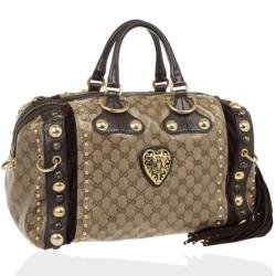 Pre Owned Gucci Babouska Crystal GG Crest Boston Bag