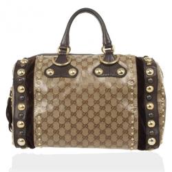 Pre Owned Gucci Babouska Crystal GG Crest Boston Bag