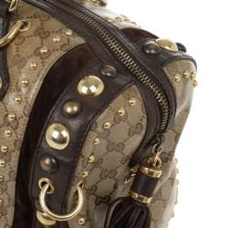 Pre Owned Gucci Babouska Crystal GG Crest Boston Bag