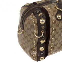 Pre Owned Gucci Babouska Crystal GG Crest Boston Bag
