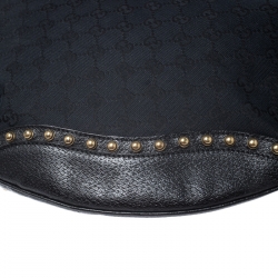 Pre Owned حقيبة غوتشي Pelham  مرصعة كبيرة جلد وكانفاس GG سوداء