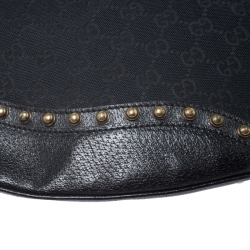 Pre Owned حقيبة غوتشي Pelham  مرصعة كبيرة جلد وكانفاس GG سوداء