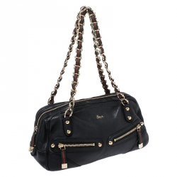 مملوكة مسبقًا حقيبة غوتشي Capri Bowler جلد سوداء