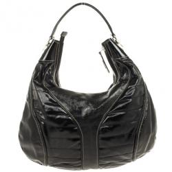 مملوكة مسبقًا Gucci Black Patent Leather Snow Glam Medium Hobo Bag