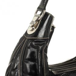 مملوكة مسبقًا Gucci Black Patent Leather Snow Glam Medium Hobo Bag