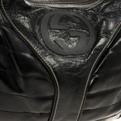 مملوكة مسبقًا Gucci Black Patent Leather Snow Glam Medium Hobo Bag