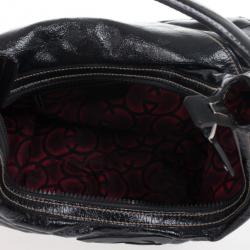 مملوكة مسبقًا Gucci Black Patent Leather Snow Glam Medium Hobo Bag