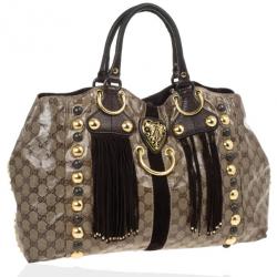 مملوكة مسبقًا Gucci Beige Ebony GG Crystal Canvas Babouska Heart Tote Bag
