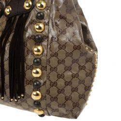 مملوكة مسبقًا Gucci Beige Ebony GG Crystal Canvas Babouska Heart Tote Bag