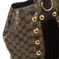 مملوكة مسبقًا Gucci Beige Ebony GG Crystal Canvas Babouska Heart Tote Bag