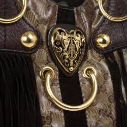 مملو كة مسبقًا Gucci Beige Ebony GG Crystal Canvas Babouska Heart Tote Bag