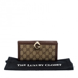 Gucci Brown GG Canvas and Leather Trim G Continental Wallet