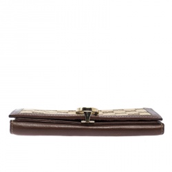 Gucci Brown GG Canvas and Leather Trim G Continental Wallet
