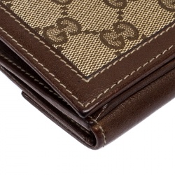 Gucci Brown GG Canvas and Leather Trim G Continental Wallet