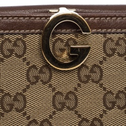 Gucci Brown GG Canvas and Leather Trim G Continental Wallet